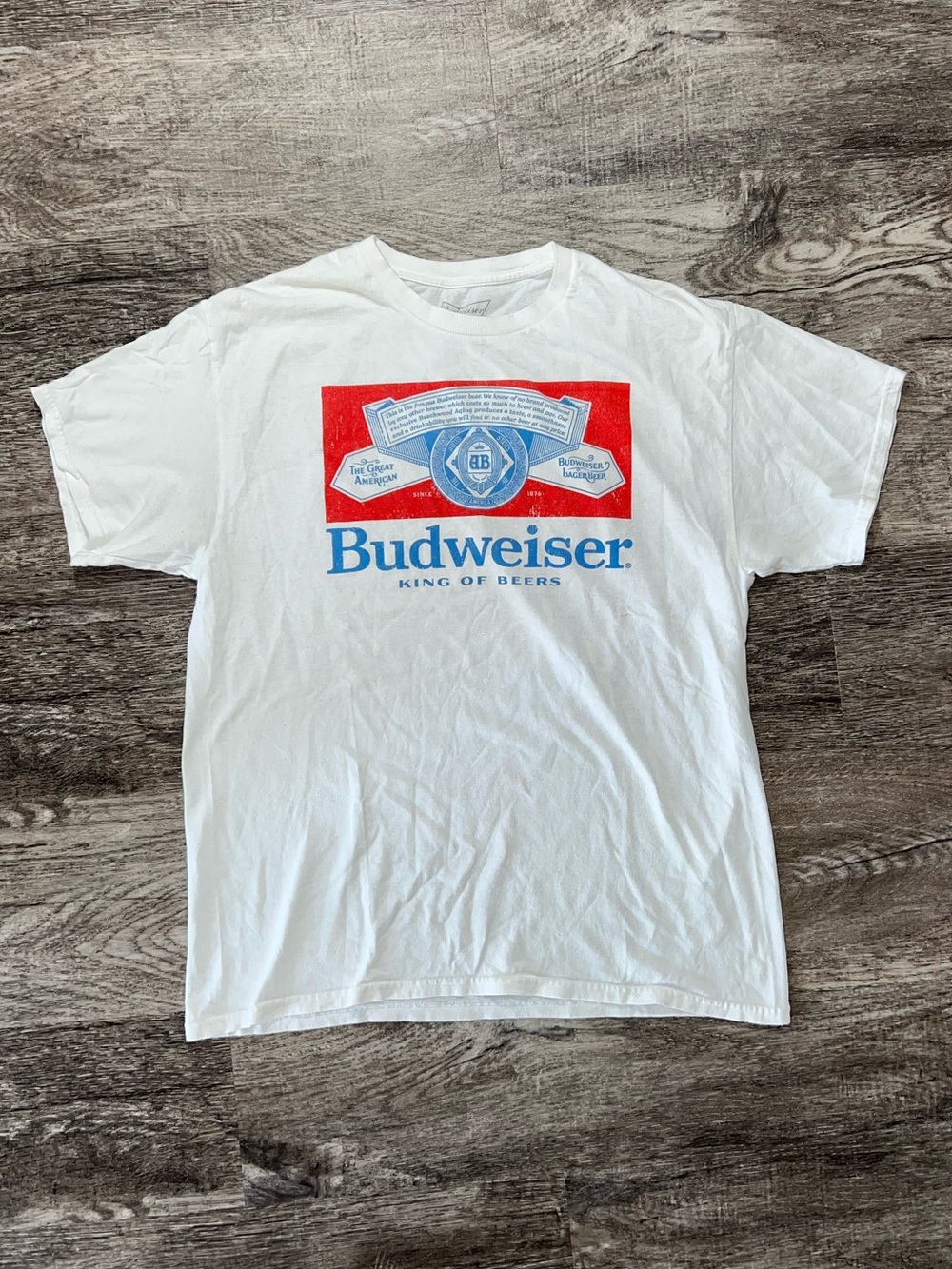 Budweiser White Short Sleeve Trendy Graphic T-Shirt Men’s Size Large